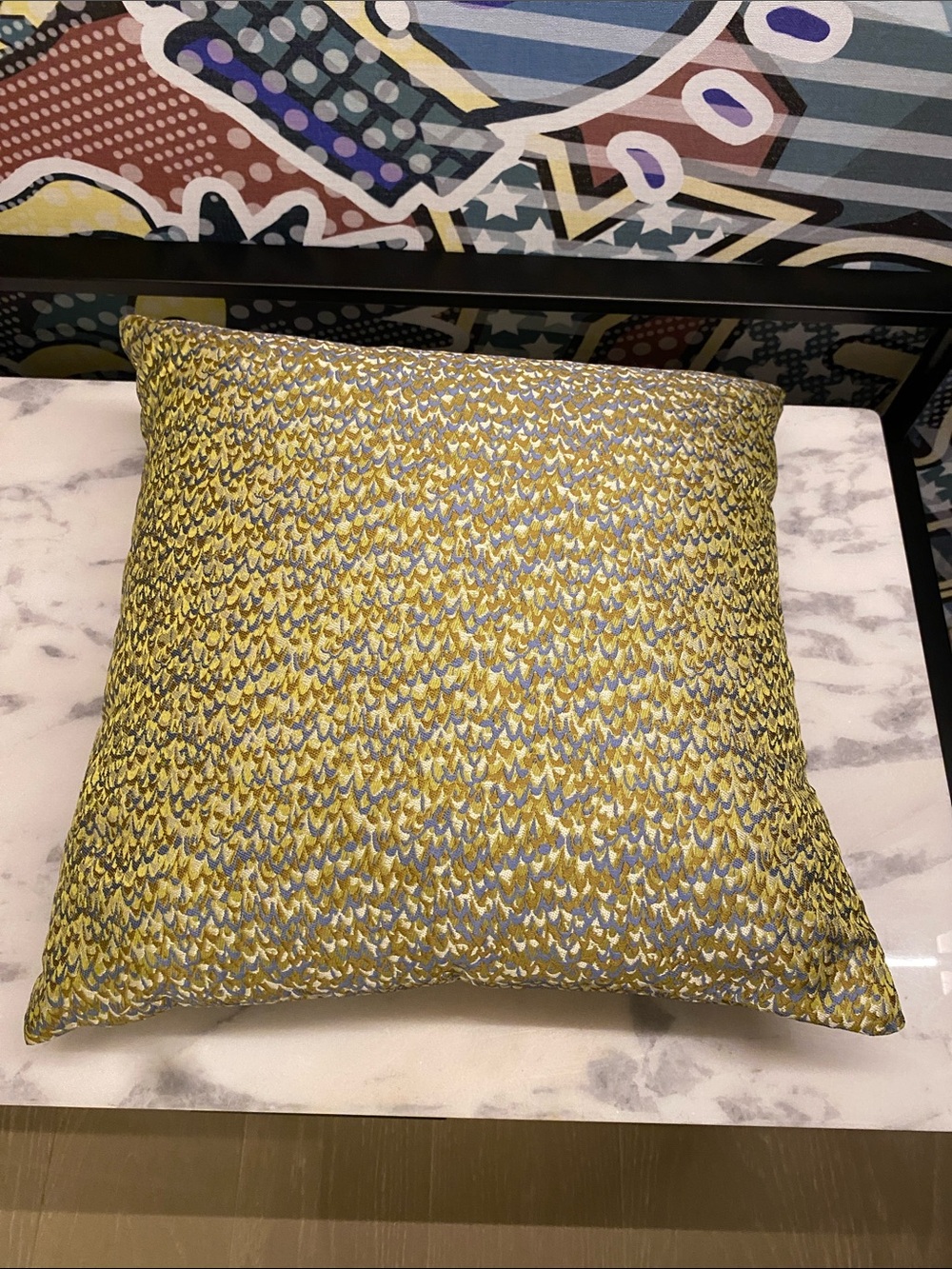 Woven Textured Accent Pillow in Yellow and Gray